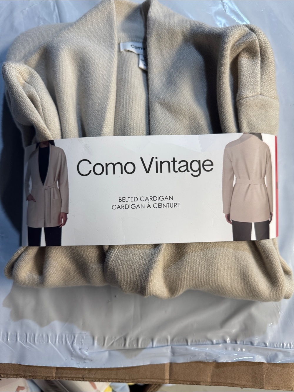 Como Vintage Belted Cardigan Jacket - Beige